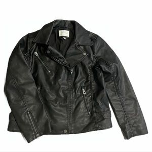 Lucky Brand faux leather motorcycle jacket - black xl